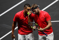 Tennis - Laver Cup - 1st Day - Prague, Czech Republic - September 22, 2017 - Jack Sock and Nick Kyrgios of team World in action during the doubles match. REUTERS/David W Cerny