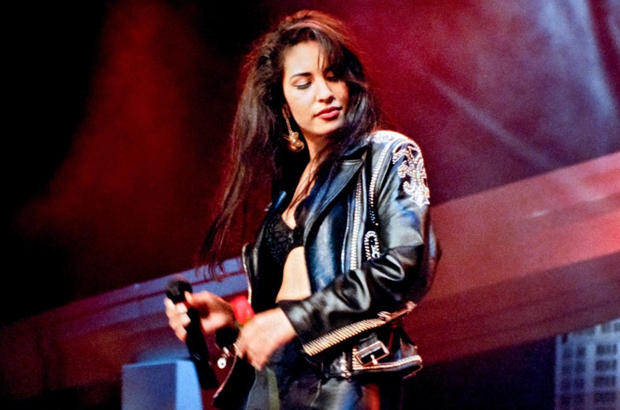 Selena Quintanilla Pérez performs at the 14th annual Tejano Music Awards on March 14, 1994.