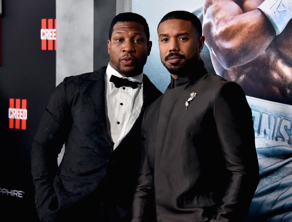 Jonathan Majors and Michael B. Jordan on the red carpet