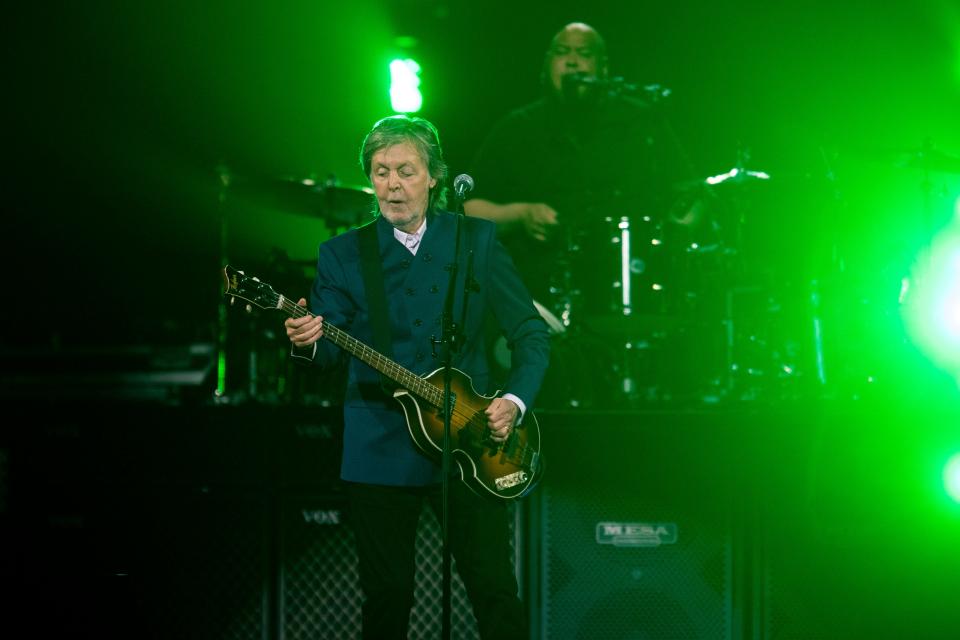 Paul McCartney performing at Thompson-Boling Arena in Knoxville, Tenn., on May 31.