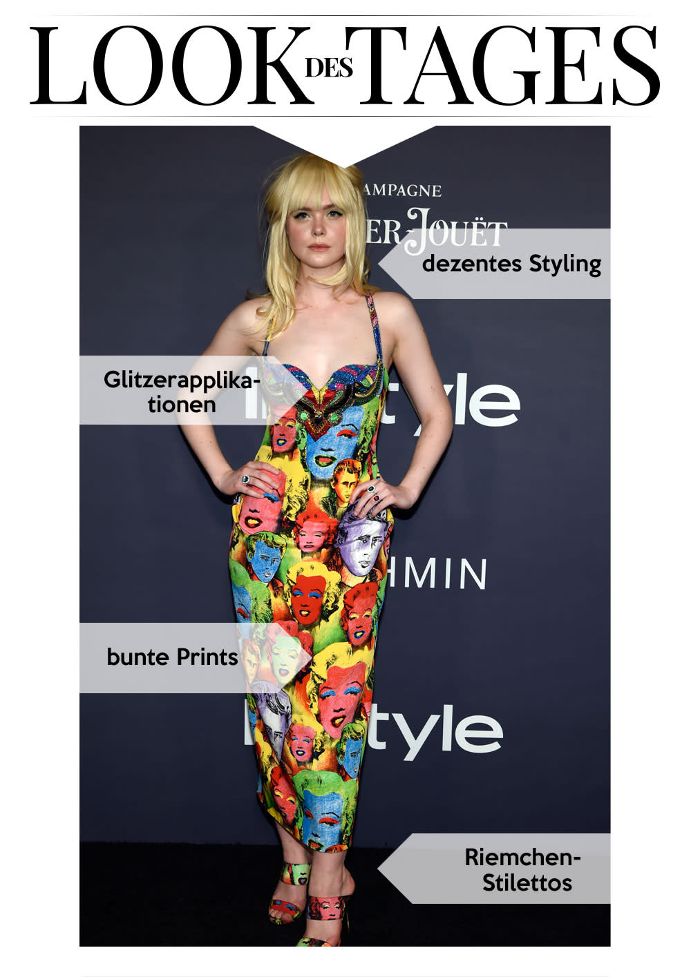 Zu den „Instyle Awards“ erschien Elle Fanning von Kopf bis Fuß im Versace-Print. (Bild: AP Photo)