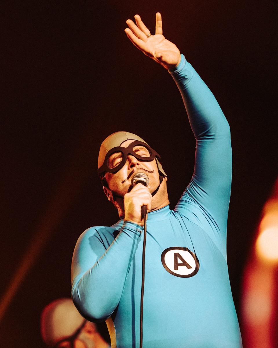 The Aquabats perform in the Sonora tent during the Coachella Valley Music and Arts Festival on Saturday, April 13, 2024, in Indio, Calif.