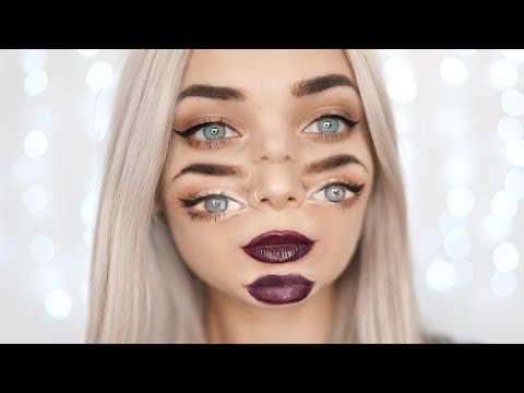 <p>If you think you're seeing double, you're not alone. You'll freak everyone out with this bizarre makeup look.</p><p><a href="https://www.youtube.com/watch?v=Y2HU2t9HObc" rel="nofollow noopener" target="_blank" data-ylk="slk:See the original post on Youtube" class="link ">See the original post on Youtube</a></p>