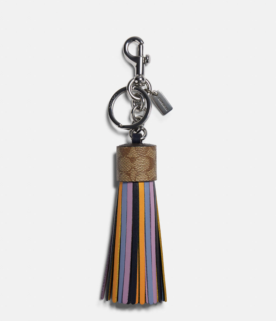 Tassel Bag Charm in Colourblock Signature Canvas (Photo via Coach Outlet)