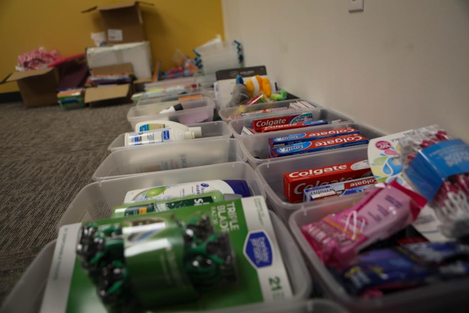 Supplies sit in the Horizon House office in Wilmington on Wednesday, Feb. 19, 2020. Program manager Denise Rodriguez said she's driven to campsites to hand out supplies and invite people to the drop-in center.