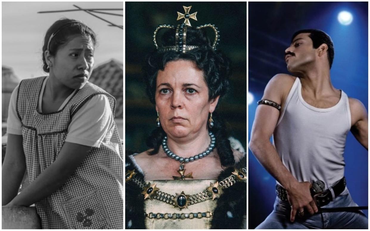 From left: Roma, The Favourite, Bohemian Rhapsody