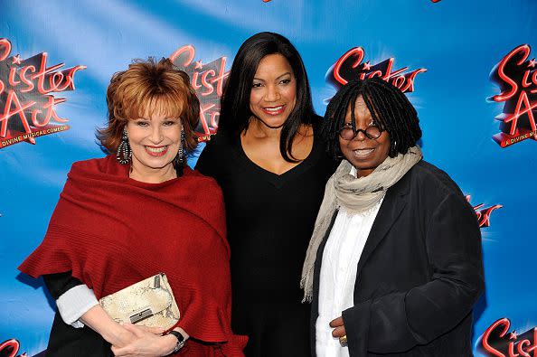 (L-R) TV personality Joy Behar, actress Grace Hightower and actress/producer Whoopi Goldberg attend the Broadway opening night of 