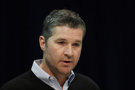 FILE PHOTO: Feb 28, 2019; Indianapolis, IN, USA; Houston Texans general manager Brian Gaine speaks to the media during the 2019 NFL Combine at the Indianapolis Convention Center. Mandatory Credit: Brian Spurlock-USA TODAY Sports