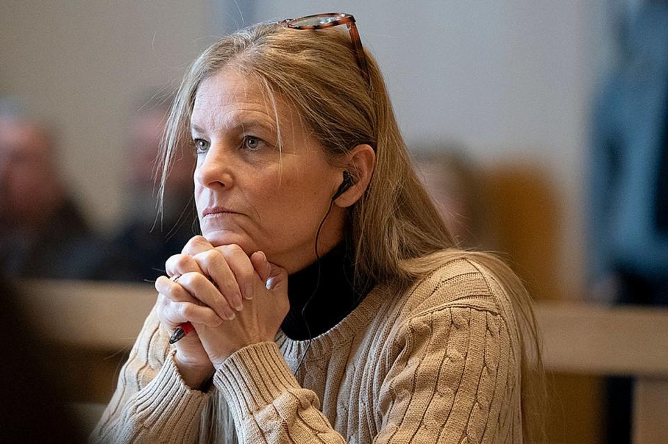 Michelle Troconis listens to arguments at the start of her trial on Thursday (AP)