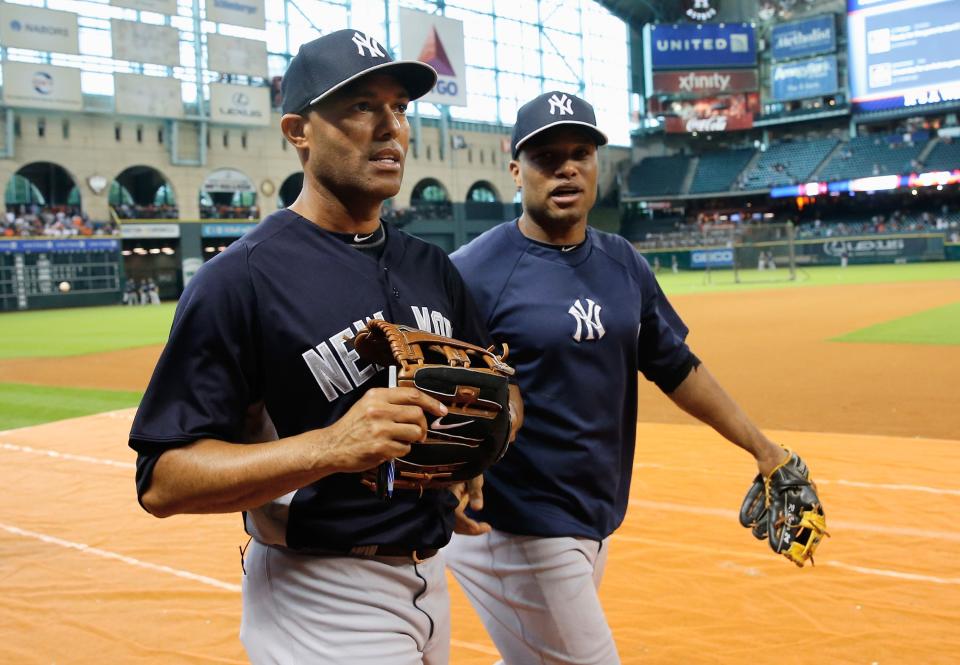 Former New York Yankees teammates Mariano Rivera and Robinson Cano (Photo by Scott Halleran/Getty Images)