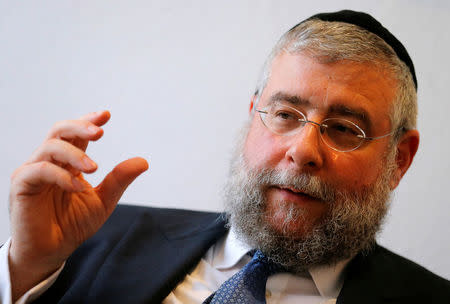 President of the Conference of European Rabbis Pinchas Goldschmidt talks during an interview with Reuters in Vienna, Austria, May 31, 2016. REUTERS/Heinz-Peter Bader