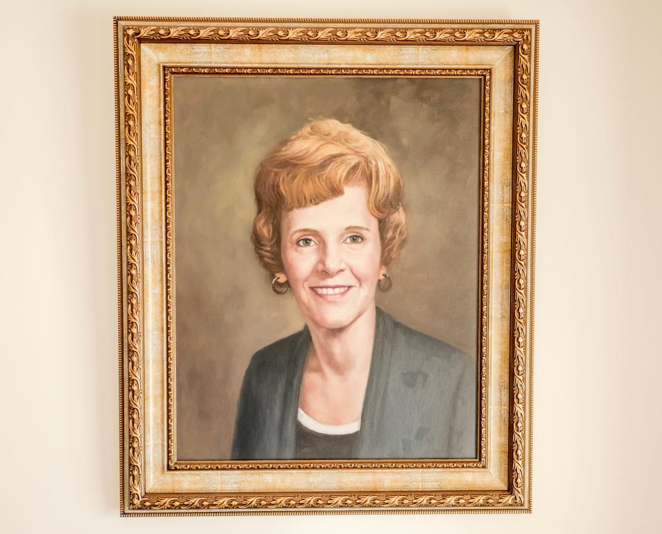 This homeowner commissioned this oil painting of his late aunt, who was the previous owner of the house in Russell Springs, Kentucky.