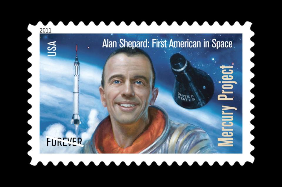 Alan Shepard, the first American to fly into space, became the first NASA astronaut to be honored with a U.S. Postal Service stamp in 2011. <cite>USPS</cite>