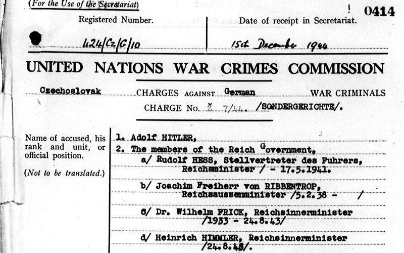 Several countries indicted Hitler and other senior Nazi leaders for war crimes (UNWCC)