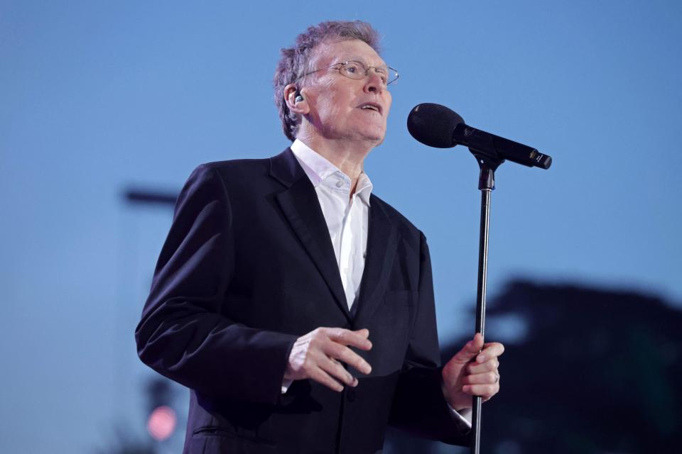 British singer Steve Winwood performs inside Windsor Castle grounds at the Coronation Concert, in Windsor, west of London on May 7, 2023.