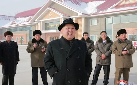 North Korean leader Kim Jong-un visits a potato flour factory - Credit: KCNA via Reuters