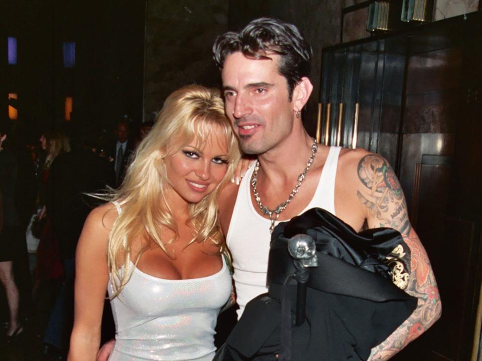 Pamela Anderson and Tommy Lee at a 1995 Grammys awards after-party.