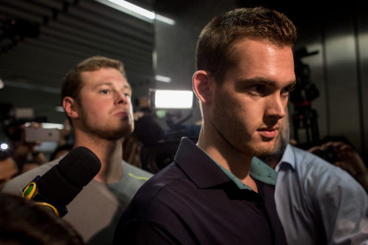 Jack Conger and Gunnar Bentz were detained at Rio's airport Wednesday. (Getty)