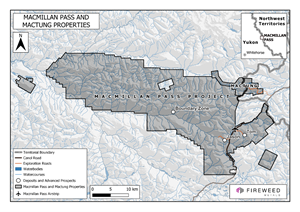 Map 1: Location of deposits and advanced prospects within the Macmillan Pass and Mactung projects