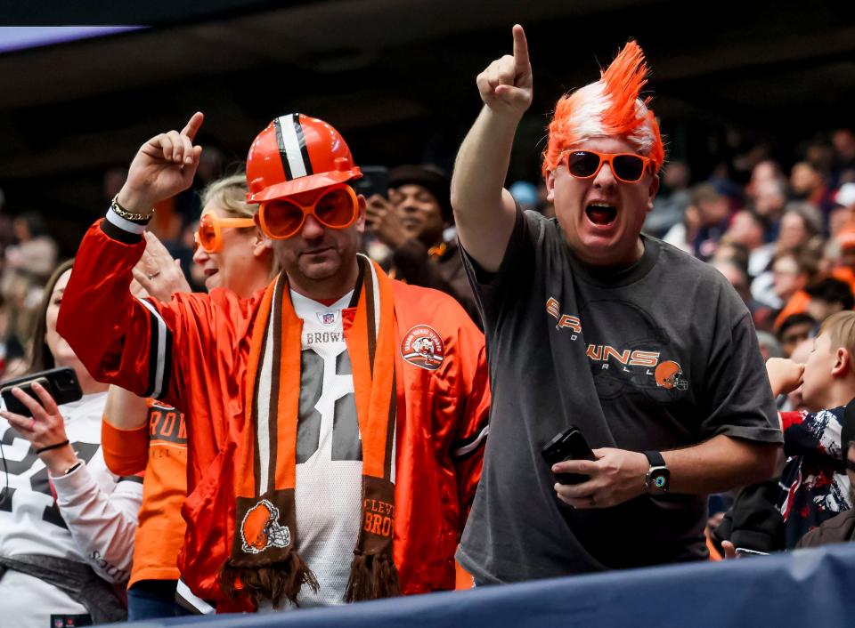 Cleveland Browns fans during the first quarter in Houston.