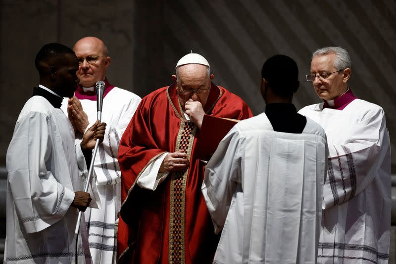 Pope Francis presides the Good Friday Passion of the Lord service at the Vatican