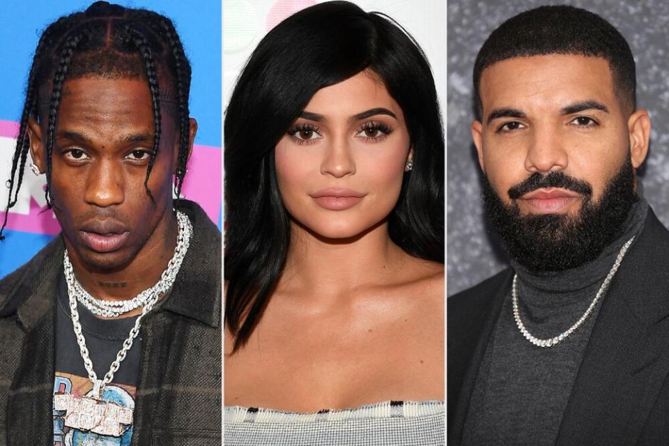 From left: Travis Scott, Kylie Jenner and Drake | Nicholas Hunt/Getty; Ethan Miller/Getty; Mike Marsland/WireImage