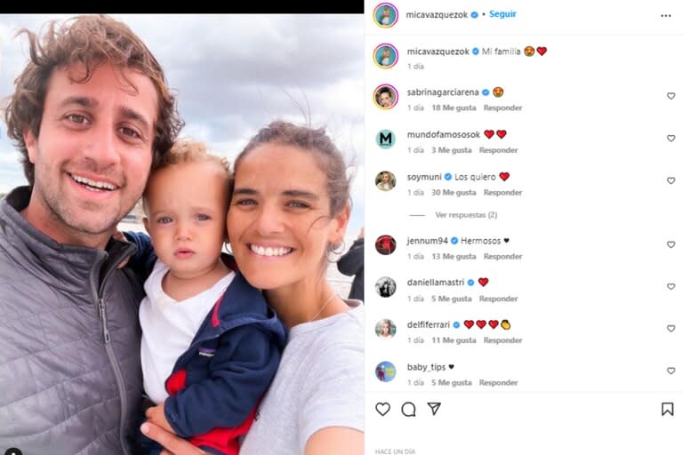 La tierna foto de Mica Vázquez con su pareja y su hijo (Foto: Instagram @micavazquezok)