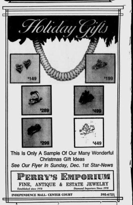 Perry's Emporium advertisement from Dec. 1, 1991. The jewelry store is now located on the corner of Independence and Shipyard boulevards in Wilmington.