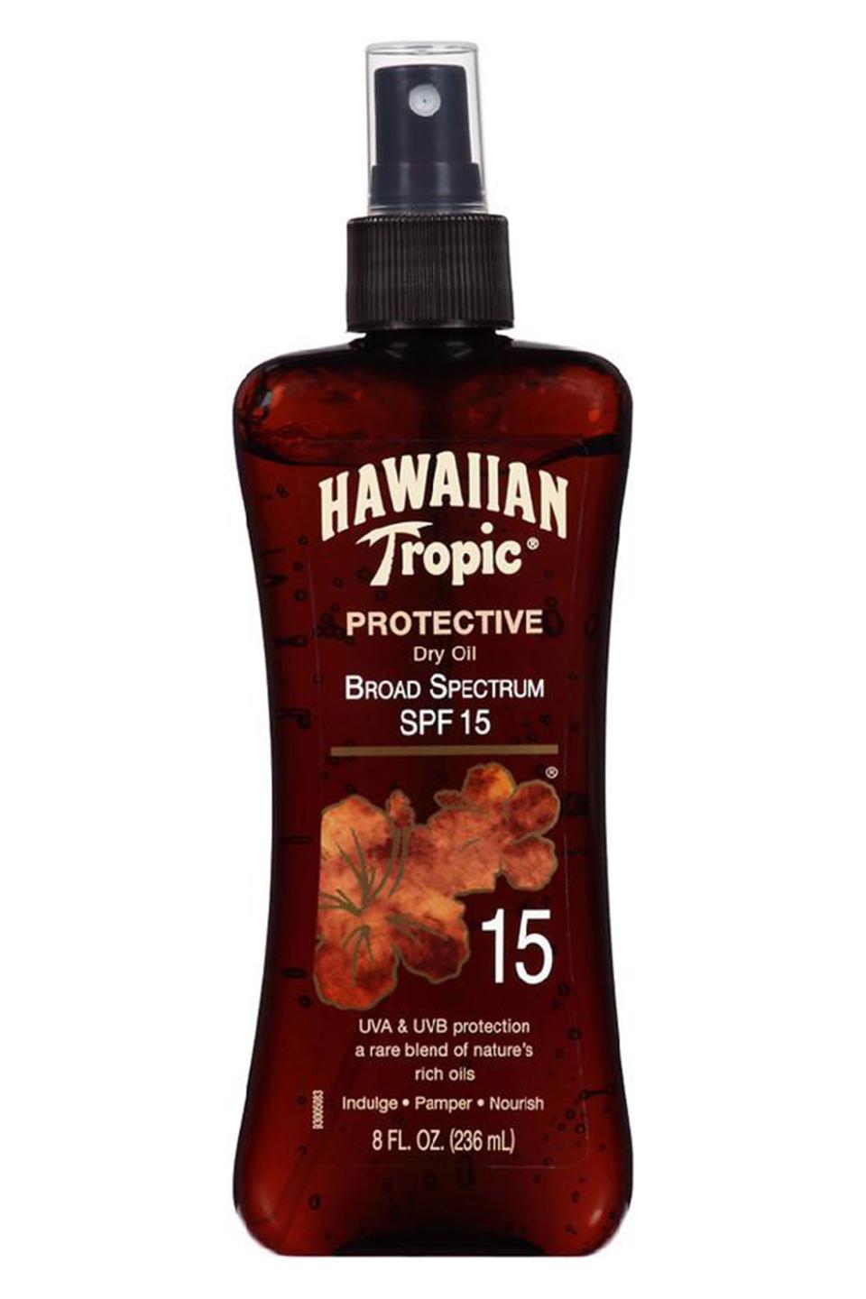 <p><a href="https://go.redirectingat.com?id=74968X1596630&url=https%3A%2F%2Fwww.walgreens.com%2Fstore%2Fc%2Fhawaiian-tropic-protective-dry-oil-sunscreen-spf-15%2FID%3Dprod6102933-product&sref=https%3A%2F%2Fwww.elle.com%2Fbeauty%2Fmakeup-skin-care%2Fg27081136%2Fbest-tanning-oils%2F" rel="nofollow noopener" target="_blank" data-ylk="slk:Shop Now;elm:context_link;itc:0;sec:content-canvas" class="link ">Shop Now</a></p><p>Tanning Oil Spray SPF 15</p><p>walgreens.com</p><p>$11.79</p>