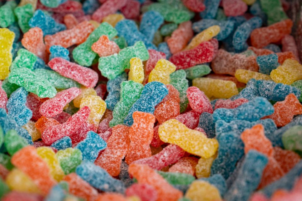Sour Patch Kids candy at Damn Good Sweets in Delray Beach, Florida on September 7, 2023. 