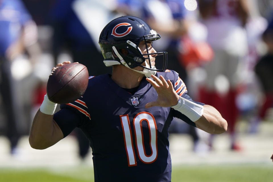 Chicago Bears quarterback Mitchell Trubisky led his team to a 2-0 start. (AP Photo/Nam Y. Huh)