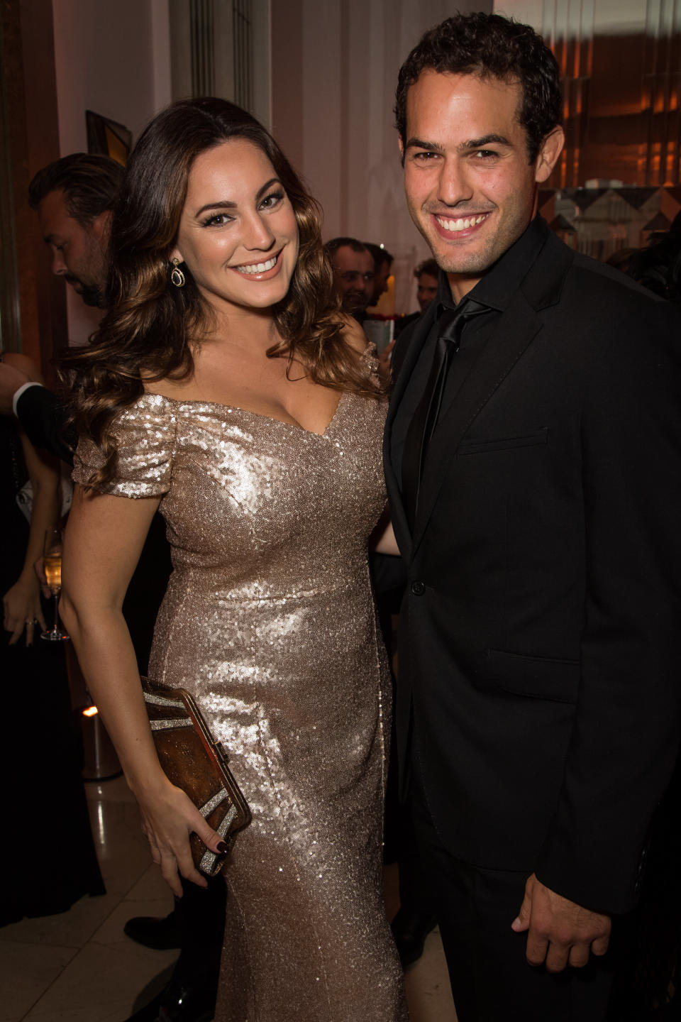 Model Kelly Brook and Jeremy Parisi attend the 'Brilliant is Beautiful' fund raiser dinner organized by the NGO Artists for Peace and Justice, in London, Sunday, Oct. 9, 2016. (Photo by Vianney Le Caer/Invision/AP)