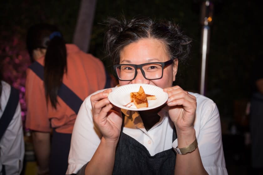 Caption left would be: Minh Phan represents her restaurant Porridge + Puffs at the 2019 L.A. Times 101 Best Restaurants event.