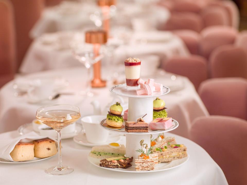 <p><strong>Best for: </strong>Afternoon tea with friends </p><p><strong>What:</strong> London’s prettiest restaurant makes an ideal place for a celebration with pals. The magic happens in the all-pink Gallery, lined with Brit artist David Shrigley’s humerous prints. </p><p>A three-tiered cake stand appears holding delicate finger sandwiches, truffle croquets, beautiful slices of strawberry and hibiscus Battenberg and shot glasses of cheesecake. Next arrive scones and, finally, an enormous slice of Victoria sponge. Throughout the meal a tea sommelier (yep really) advises what type of tea complements each course, or opt for bubbly if you want to liven things up. </p><p><strong>How much:</strong> From £49pp</p><p><a class="link " href="https://sketch.london" rel="nofollow noopener" target="_blank" data-ylk="slk:BOOK HERE;elm:context_link;itc:0;sec:content-canvas">BOOK HERE </a></p>