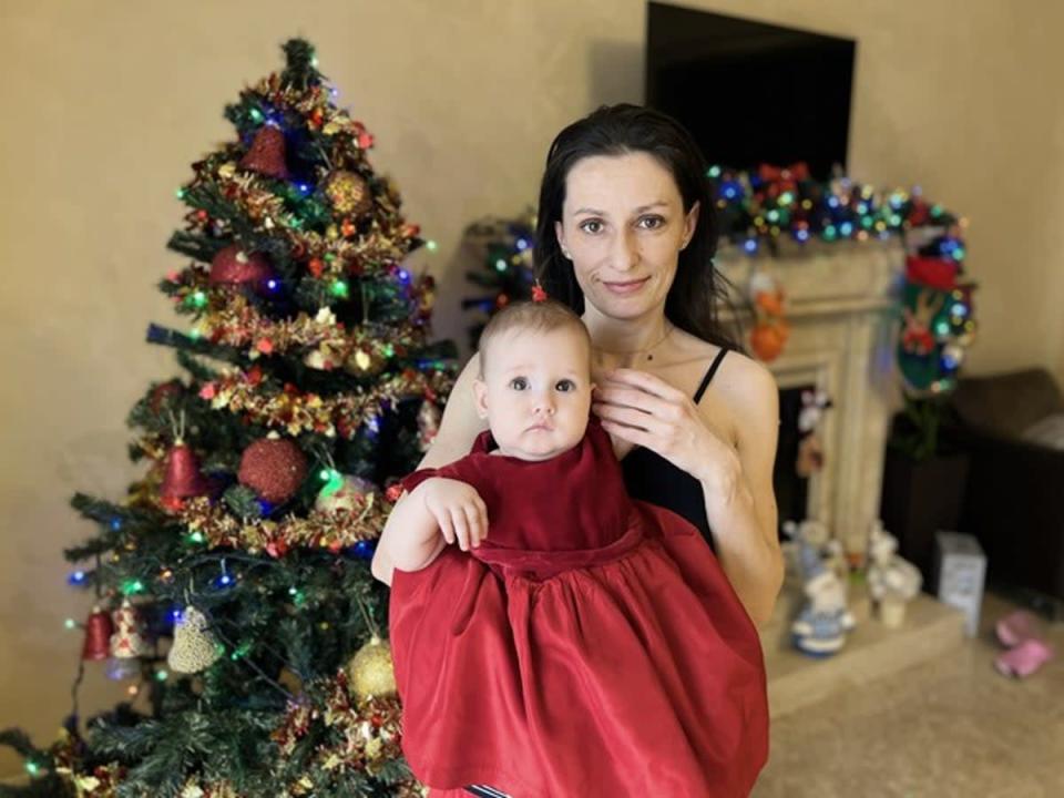 Maxim and Olga Hyryk, 36, dodged airstrikes as they made the nine-day journey through Ukraine to the Polish border with their five children and two mothers (Olga Hyryk)