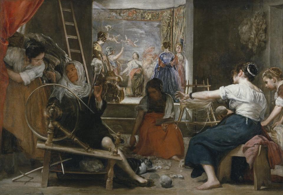 <span class="caption">_Las hilanderas o la fábula de Aracne_ (Diego Velázquez, circa 1656).</span> <span class="attribution"><a class="link " href="https://commons.wikimedia.org/wiki/File:Velazquez-las_hilanderas.jpg" rel="nofollow noopener" target="_blank" data-ylk="slk:Wikimedia Commons / Museo del Prado;elm:context_link;itc:0;sec:content-canvas">Wikimedia Commons / Museo del Prado</a></span>