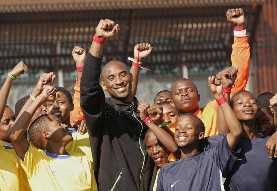 Bryant made a visit to a football centre during the 2010 FIFA World Cup on June 27, 2010, in the township of Soweto, South Africa, to spend time with the kids and families in the community.