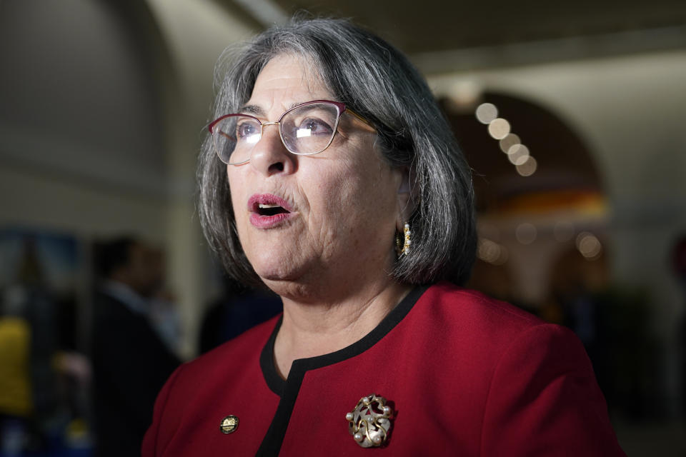 Miami-Dade County Mayor Daniella Levine Cava speaks at a job expo, Friday, June 10, 2022, in Miami. The director of the Miami-Dade Police Department Alfredo “Freddy” Ramirez shot himself in the head hours after he offered to resign his position, Mayor Levine Cava said Wednesday, July 26, 2023. (AP Photo/Lynne Sladky)