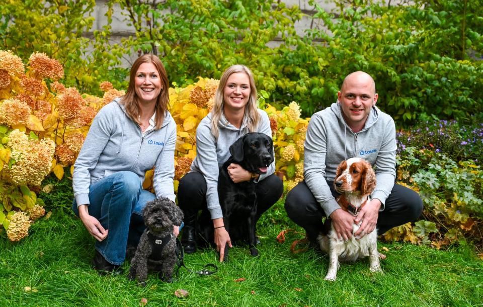 Sie wollen den Versicherungsmarkt für Haustiere europaweit durchdringen: Die Lassie-Gründer Sophie Wilkinson (l.), Hedda Båverud Olsson (m.) und Johan Jönsson. - Copyright: Lassie