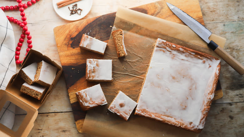 Cut squares of fresh Lebkuchen