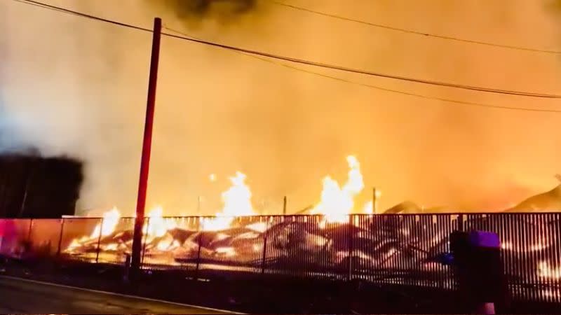 A two-alarm fire at a building supply store called Hood River firefighters into action early on Dec. 22 (Tobi Rose Photography)