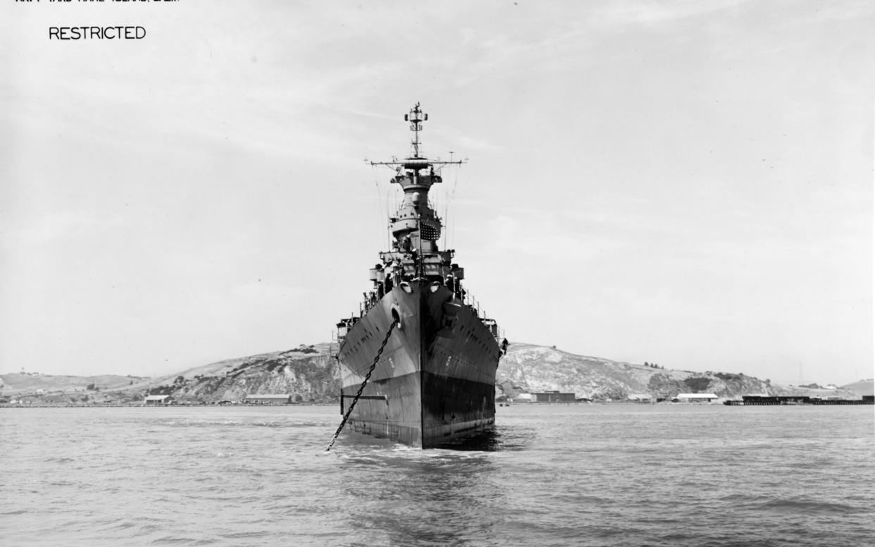 The World War II cruiser USS Indianapolis (CA 35), which was lost July 30, 1945 is seen off the Mare Island Navy Yard - REUTERS