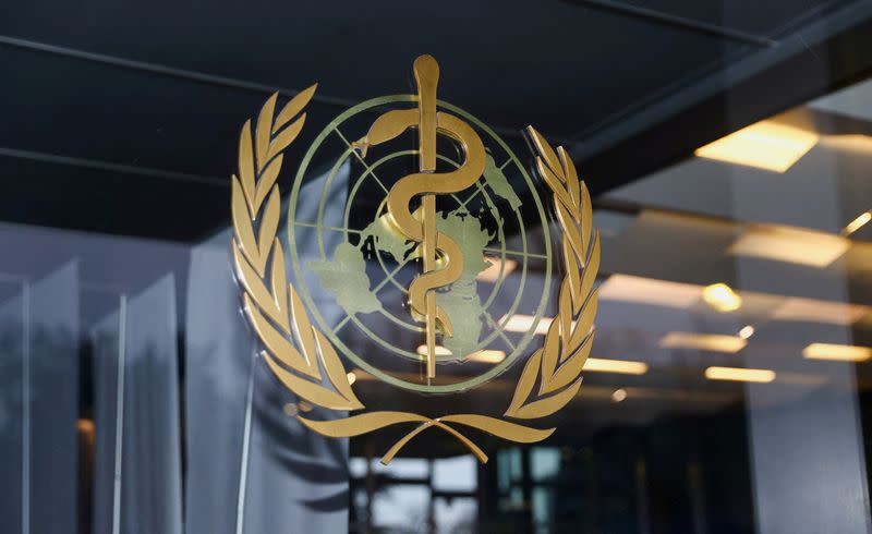 FILE PHOTO: The WHO logo is pictured in Geneva