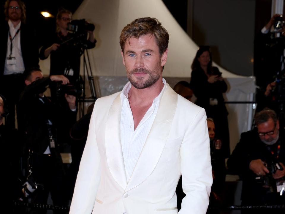 Chris Hemsworth departs the “Furiosa: A Mad Max Saga” Red Carpet at the 77th annual Cannes Film Festival at Palais des Festivals on 15 May 2024 in Cannes, France (Getty Images)