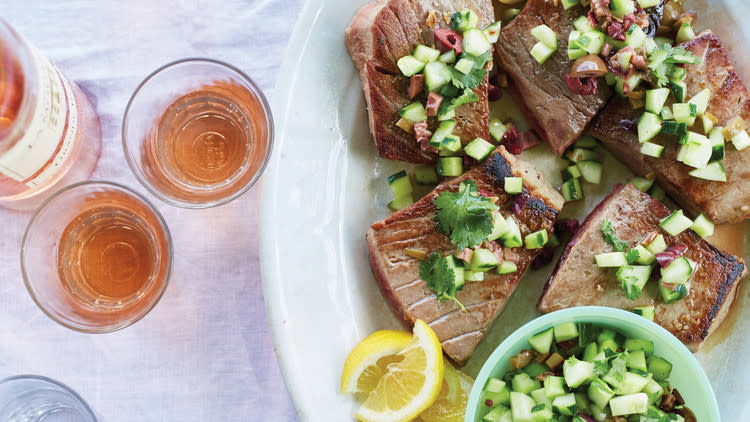 Bluefin Tuna with Olive, Cucumber, and Cilantro Relish