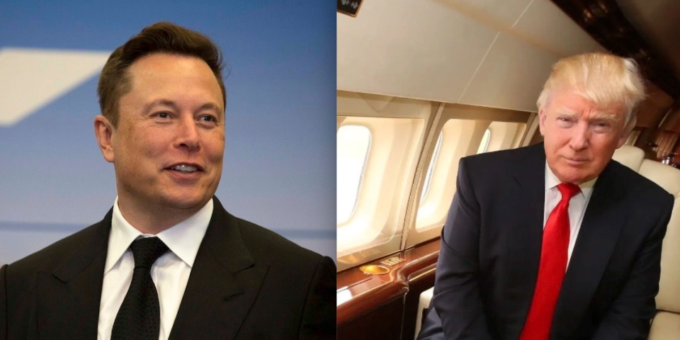 Elon Musk (links) und der Ex-US-Präsident Donald Trump (rechts). - Copyright: Saul Martinez/Getty Images and Andrew Lichtenstein/Corbis via Getty Images