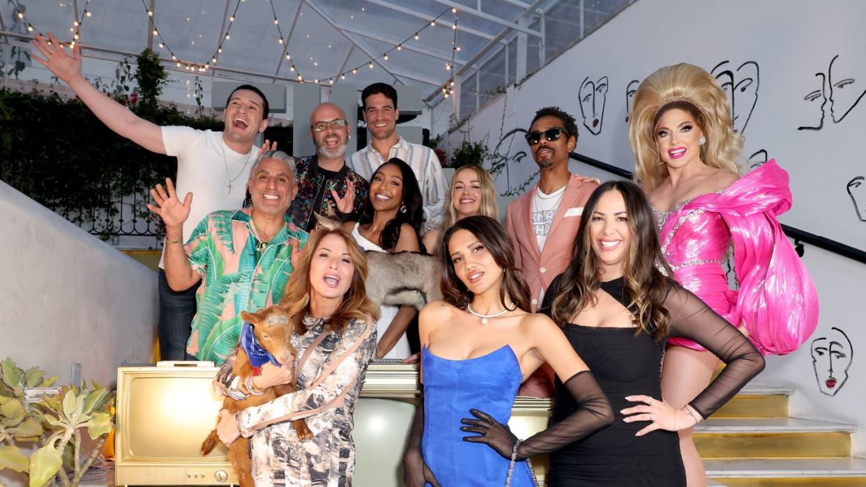 west hollywood, california april 30 l r joey sasso, reza farahan, jason smith, jill zarin, joe amabile, tayshia adams, cj franco, paola mayfield, teck holmes, kristen doute and justin johnson, aka alyssa edwards attend the goat los angeles tastemaker event at ysabel on april 30, 2024 in west hollywood, california photo by jc oliveragetty images for prime video