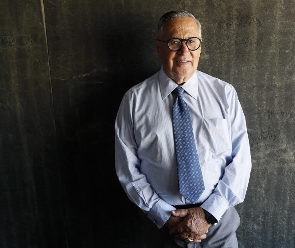 Veteran Dodgers broadcaster Jaime Jarrin at Dodger Stadium.