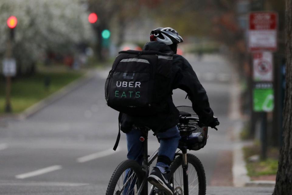 An Uber Eats bicyclist