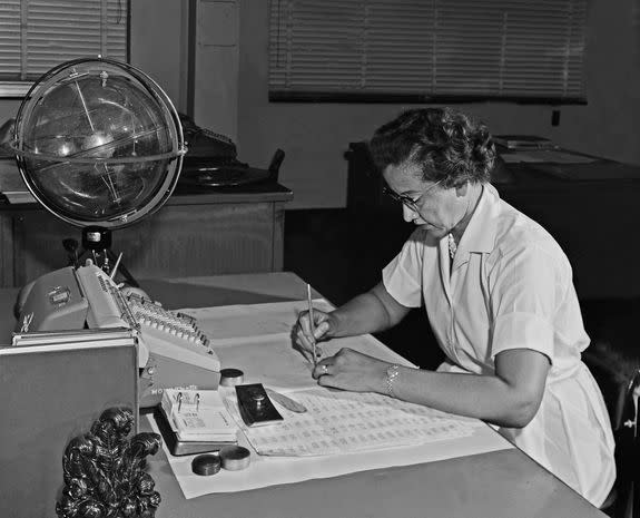 Katherine Johnson at work.